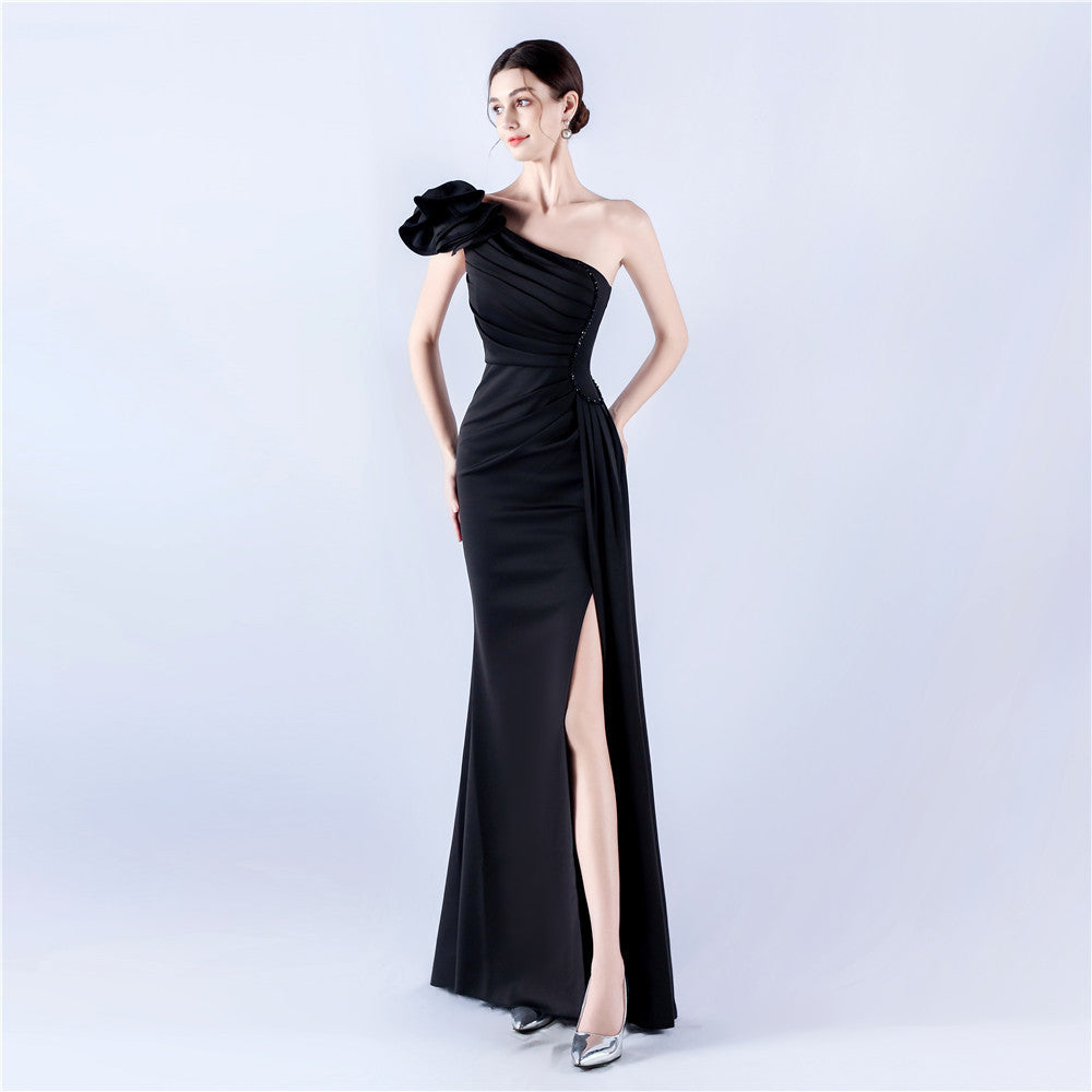 The Rose Gown — One-Shoulder Beaded Evening Dress