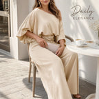 Satin Flow Off-Shoulder Two-Piece Set