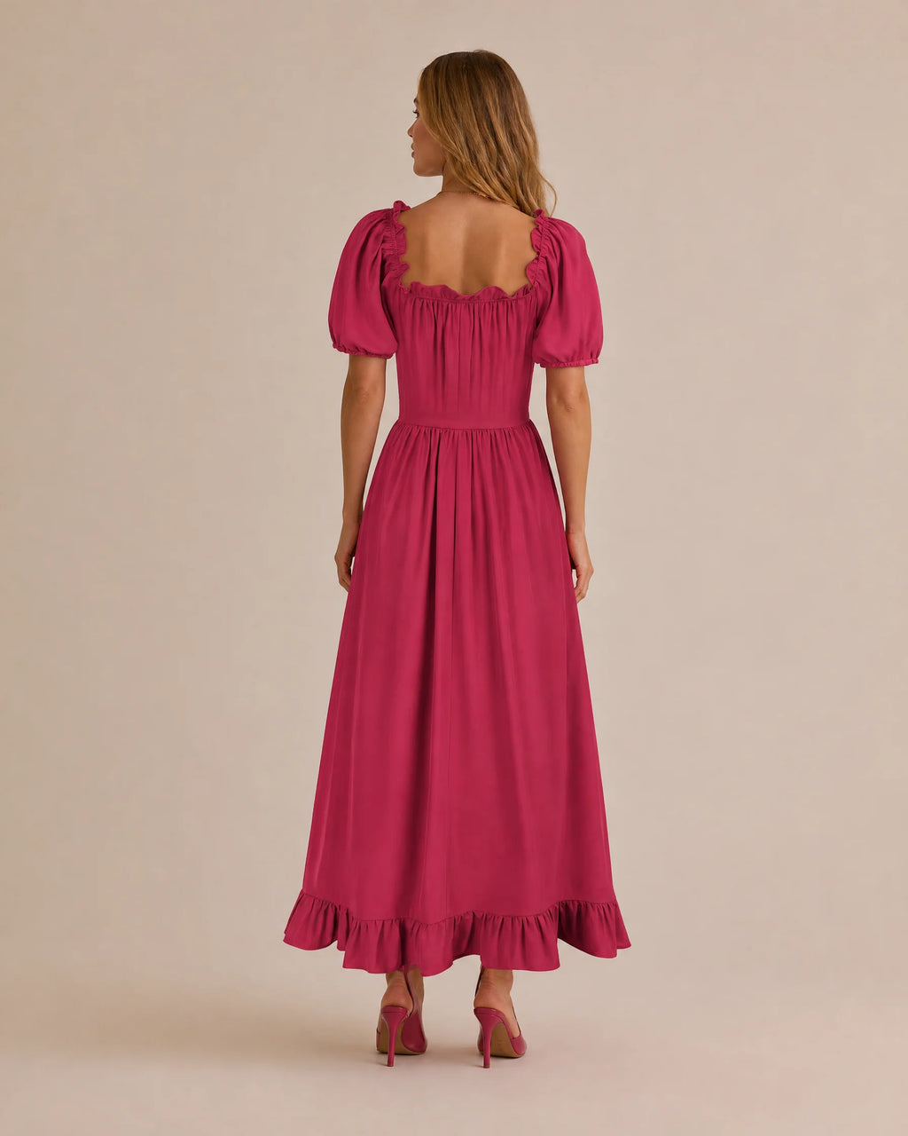 Off-Shoulder Corset Puff Sleeve Ruffle Maxi Dress – Renaissance Style | Oyese