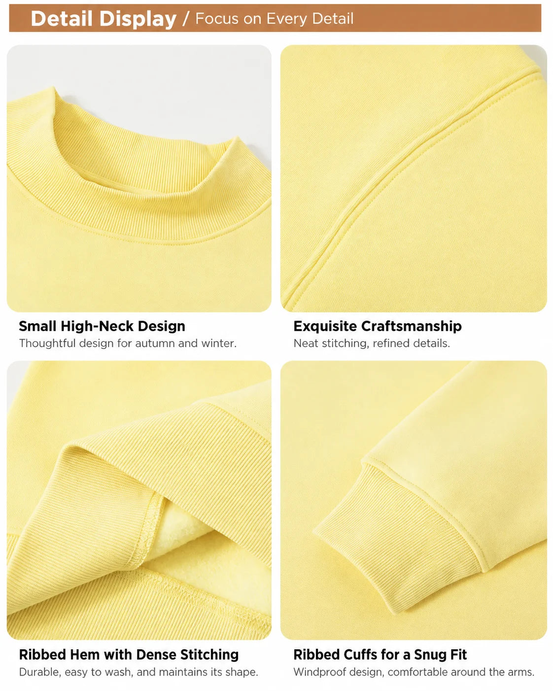 Oversized Mock Neck Fleece-Lined Pullover Sweatshirt | Oyese
