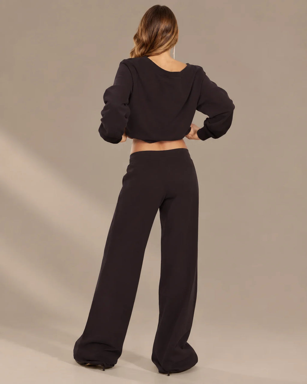 Off-Shoulder Sweatshirt and Wide-Leg Sweatpants Two Piece Set | Oyese