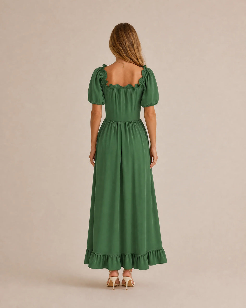 Off-Shoulder Corset Puff Sleeve Ruffle Maxi Dress – Renaissance Style | Oyese