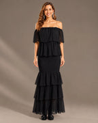 Strapless Pleated Tiered Ruffle Fitted Maxi Dress | Oyese
