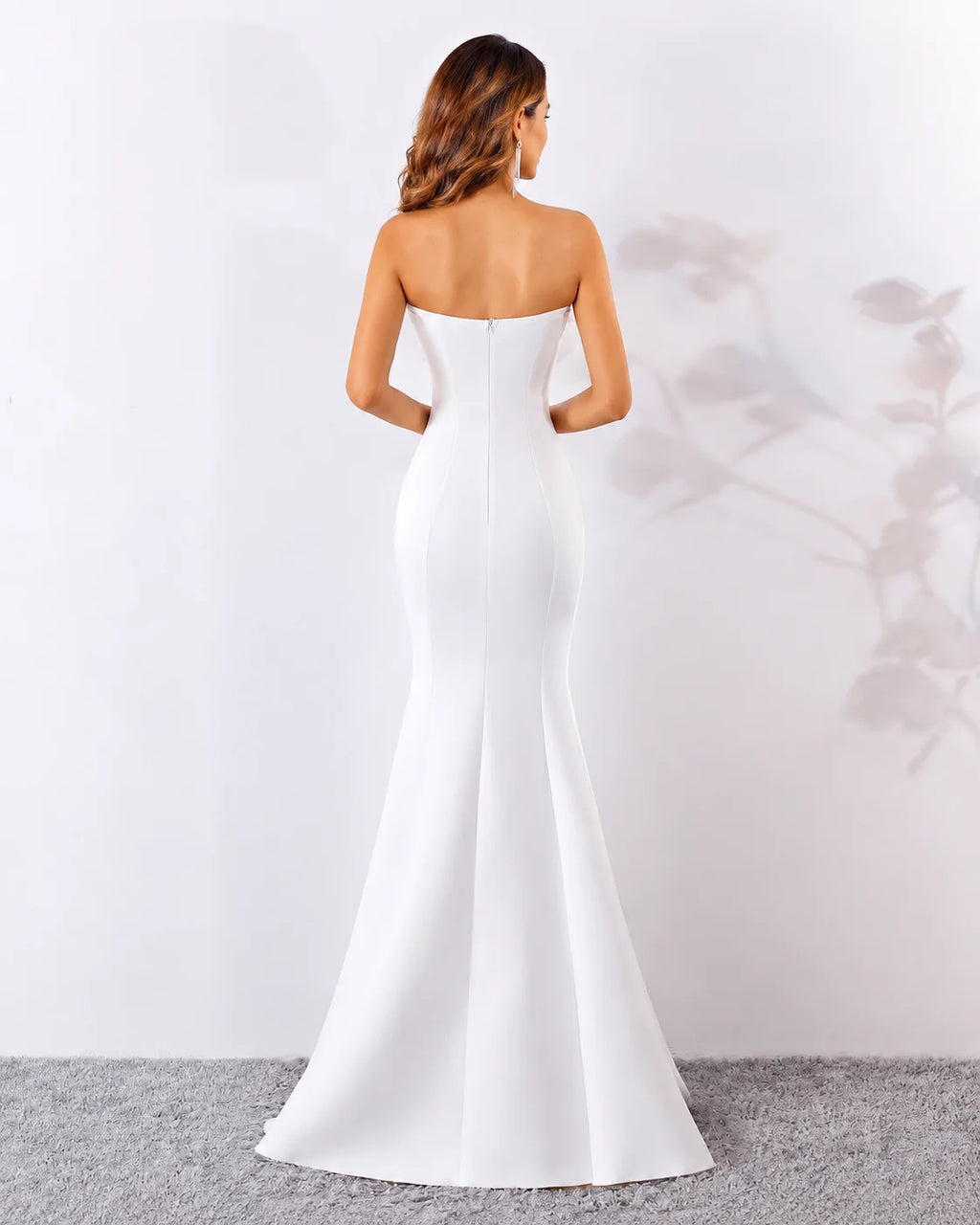 Strapless Bow Detail Satin Mermaid Evening Gown | Oyese