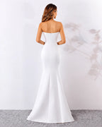 Strapless Bow Detail Satin Mermaid Evening Gown | Oyese