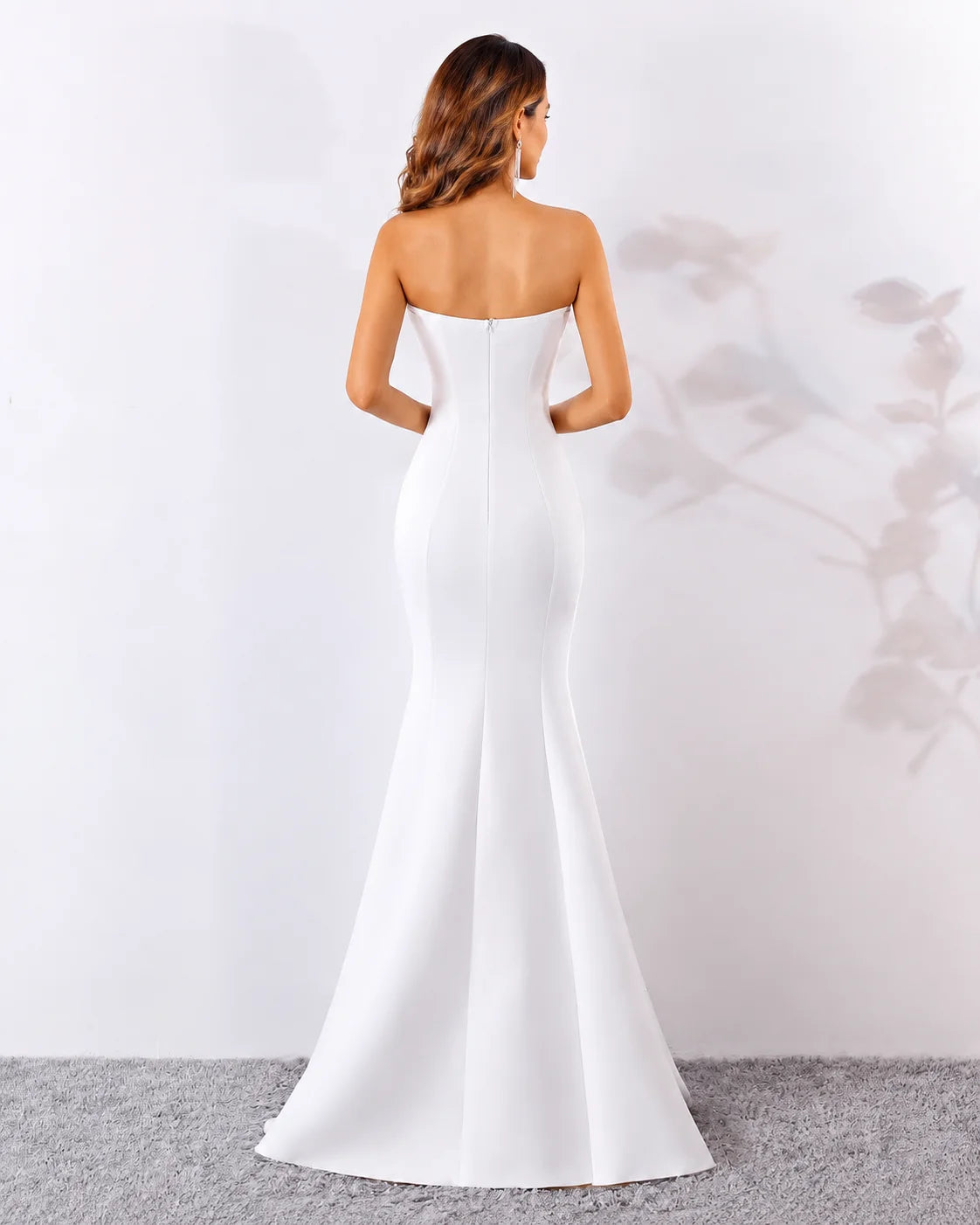 Strapless Bow Detail Satin Mermaid Evening Gown | Oyese