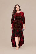 Plus Size Velvet Mermaid High-Low Evening Dress | Oyese