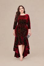 Plus Size Velvet Mermaid High-Low Evening Dress | Oyese