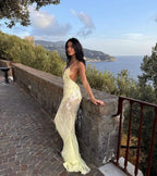 Sequin Backless Mermaid Evening Gown | Oyese