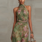Sleeveless Mesh Printed Dress