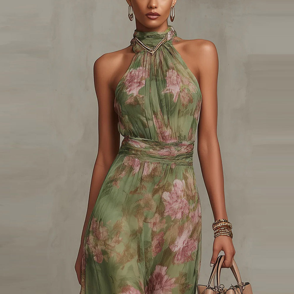 Sleeveless Mesh Printed Dress