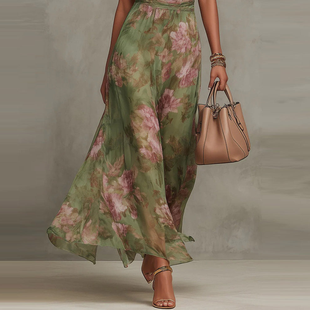 Sleeveless Mesh Printed Dress