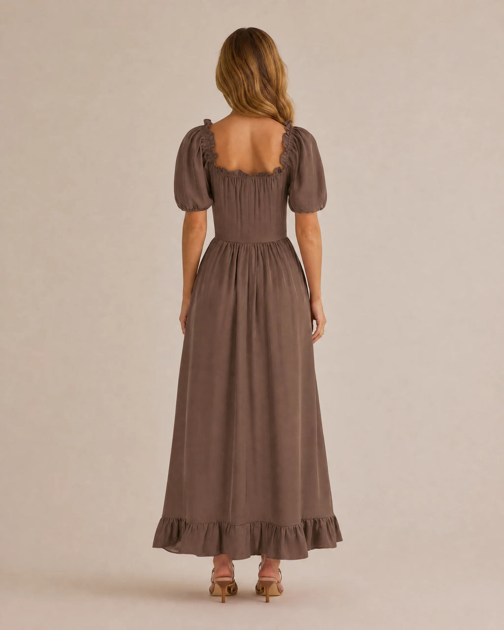 Off-Shoulder Corset Puff Sleeve Ruffle Maxi Dress – Renaissance Style | Oyese