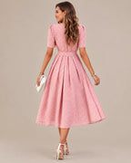Polka Dot Tie Waist Fit-and-Flare Midi Dress | Oyese