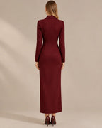 Single-Breasted Long Sleeve Fitted Longline Blazer Dress with Front Slit | Oyese