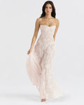 V-Neck Spaghetti Strap Floral Lace Slip Dress | Oyese