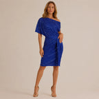 One Shoulder Sequin Ruched Cocktail Dress – Evening Party Glam | Oyese