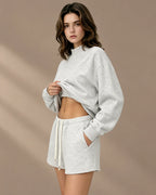 Oversized Mock Neck Fleece-Lined Pullover Sweatshirt | Oyese