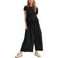 Women's 2-Piece Smocked Top & Wide-Leg Pants Set