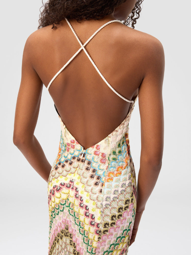 Women's Hand-Crochet Chevron Maxi Dress