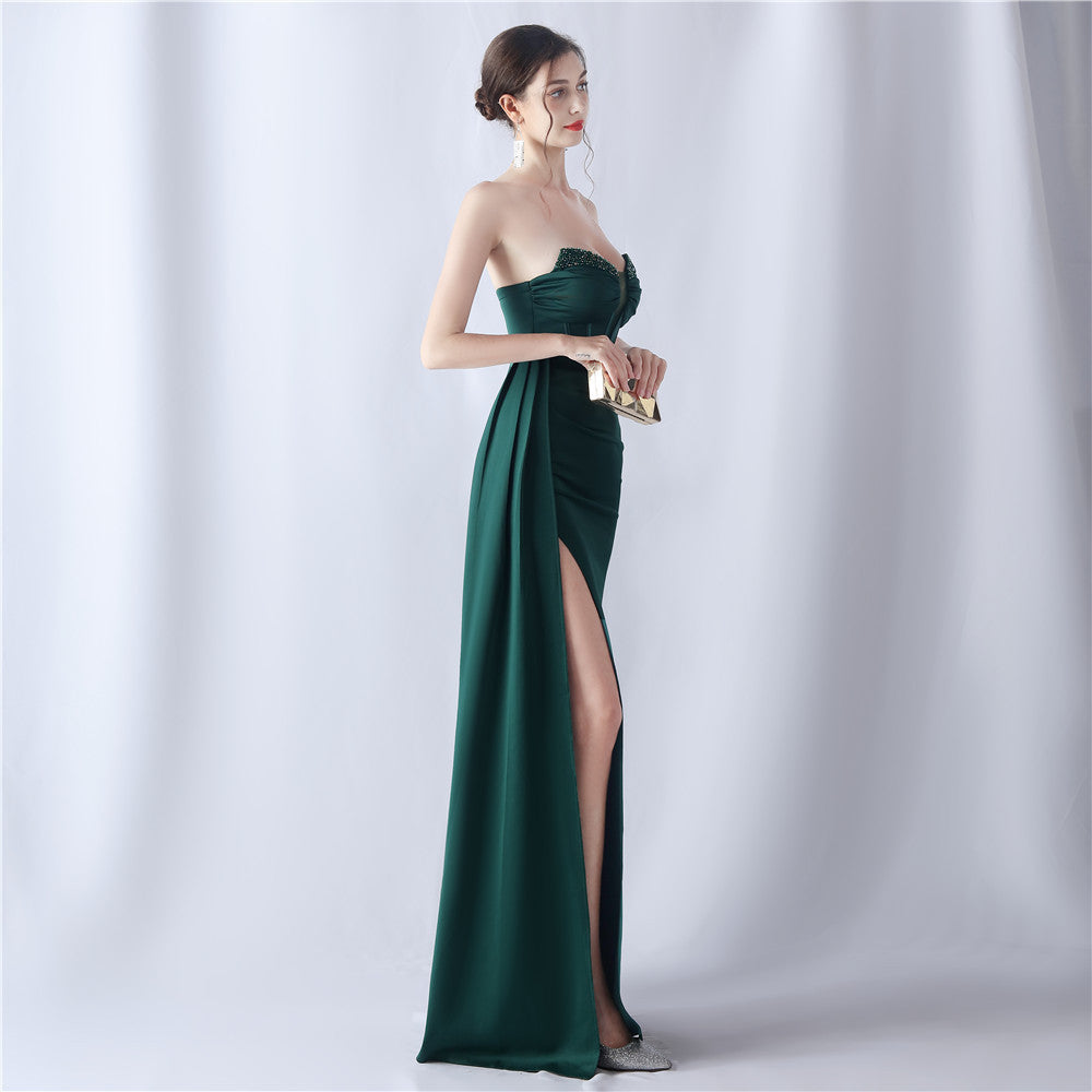 Strapless Beaded Mermaid Evening Gown