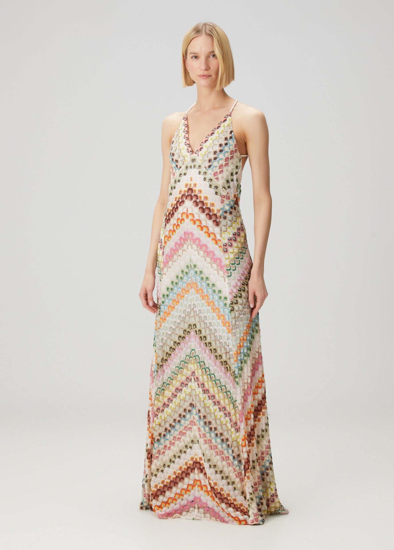 Women's Hand-Crochet Chevron Maxi Dress