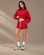 Oversized Mock Neck Fleece-Lined Pullover Sweatshirt | Oyese