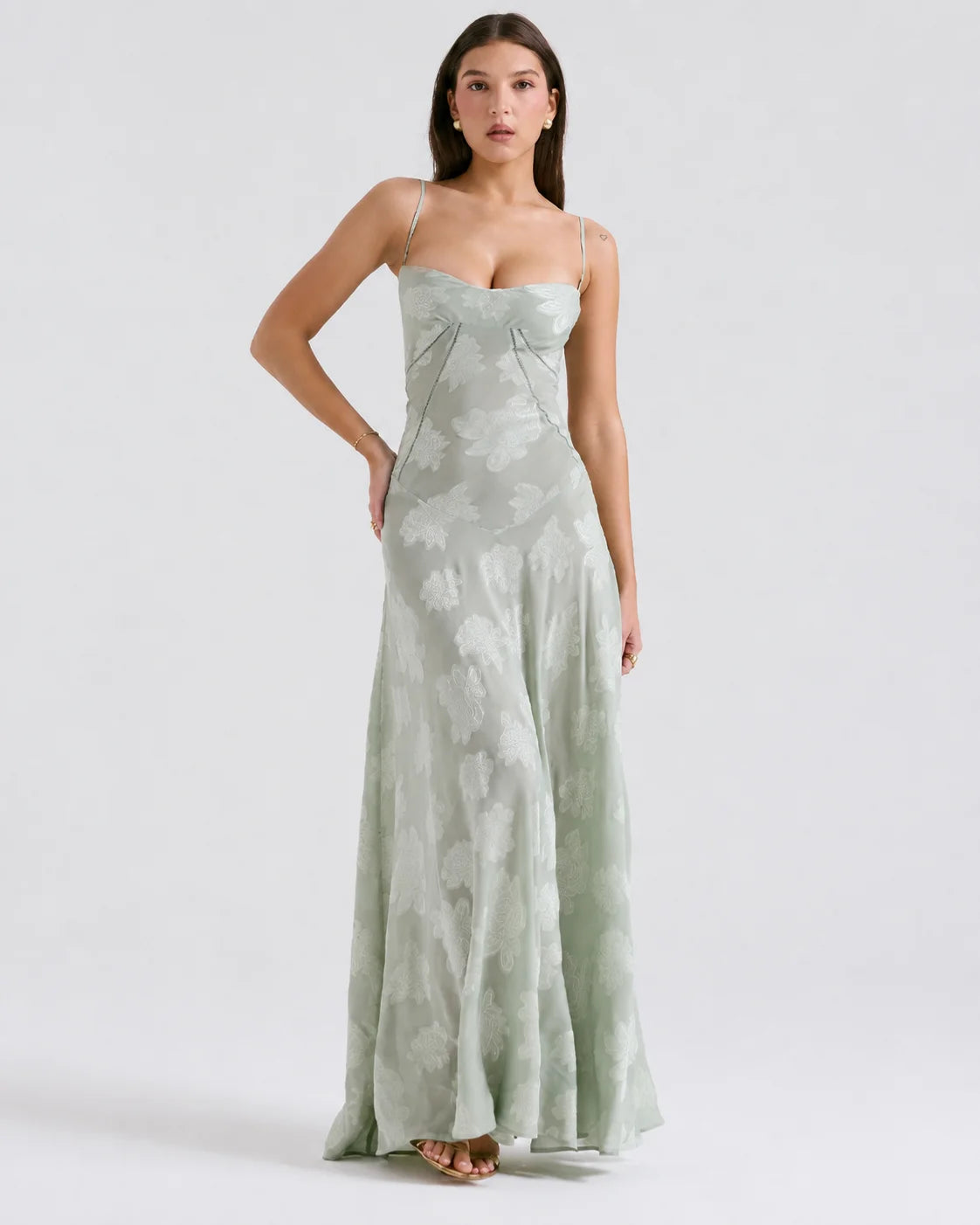 V-Neck Spaghetti Strap Floral Lace Slip Dress | Oyese
