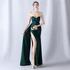 Strapless Beaded Mermaid Evening Gown