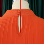 Mock Neck Pleated Chiffon Cape Shift Dress | Oyese