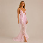Sequin Backless Mermaid Evening Gown | Oyese