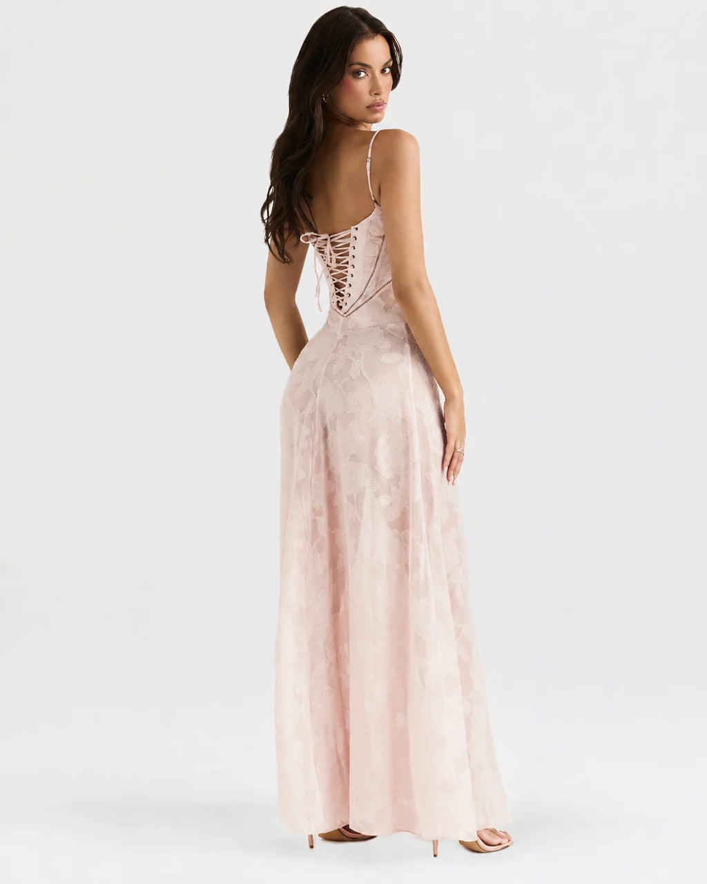 V-Neck Spaghetti Strap Floral Lace Slip Dress | Oyese