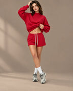 Oversized Mock Neck Fleece-Lined Pullover Sweatshirt | Oyese
