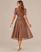 Polka Dot Tie Waist Fit-and-Flare Midi Dress | Oyese