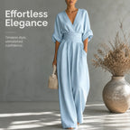 Women's Elegant V-Neck Wide-Leg Jumpsuit