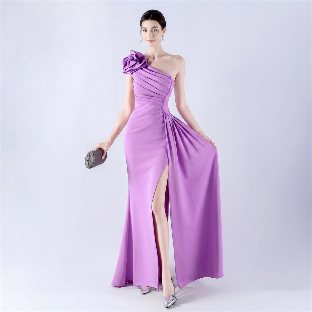 The Rose Gown — One-Shoulder Beaded Evening Dress