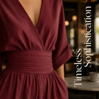 Women's Elegant V-Neck Wide-Leg Jumpsuit