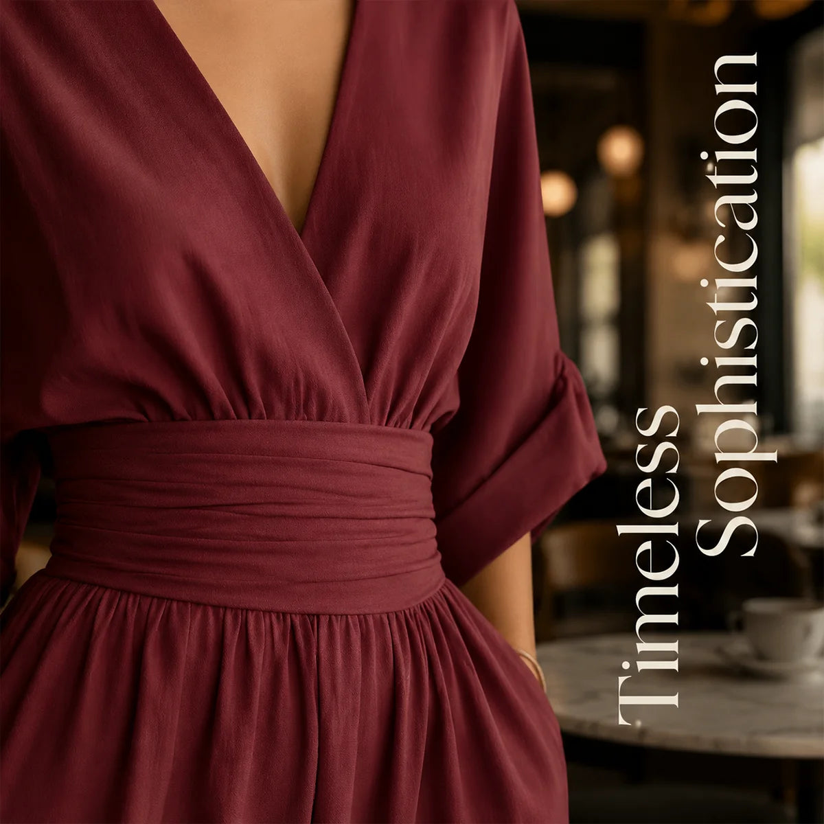 Women's Elegant V-Neck Wide-Leg Jumpsuit