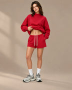 Oversized Mock Neck Fleece-Lined Pullover Sweatshirt | Oyese