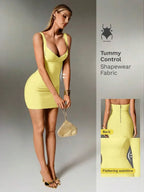 Plunge V-Neck Bandage Bodycon Mini Dress | Oyese