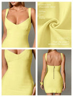 Plunge V-Neck Bandage Bodycon Mini Dress | Oyese
