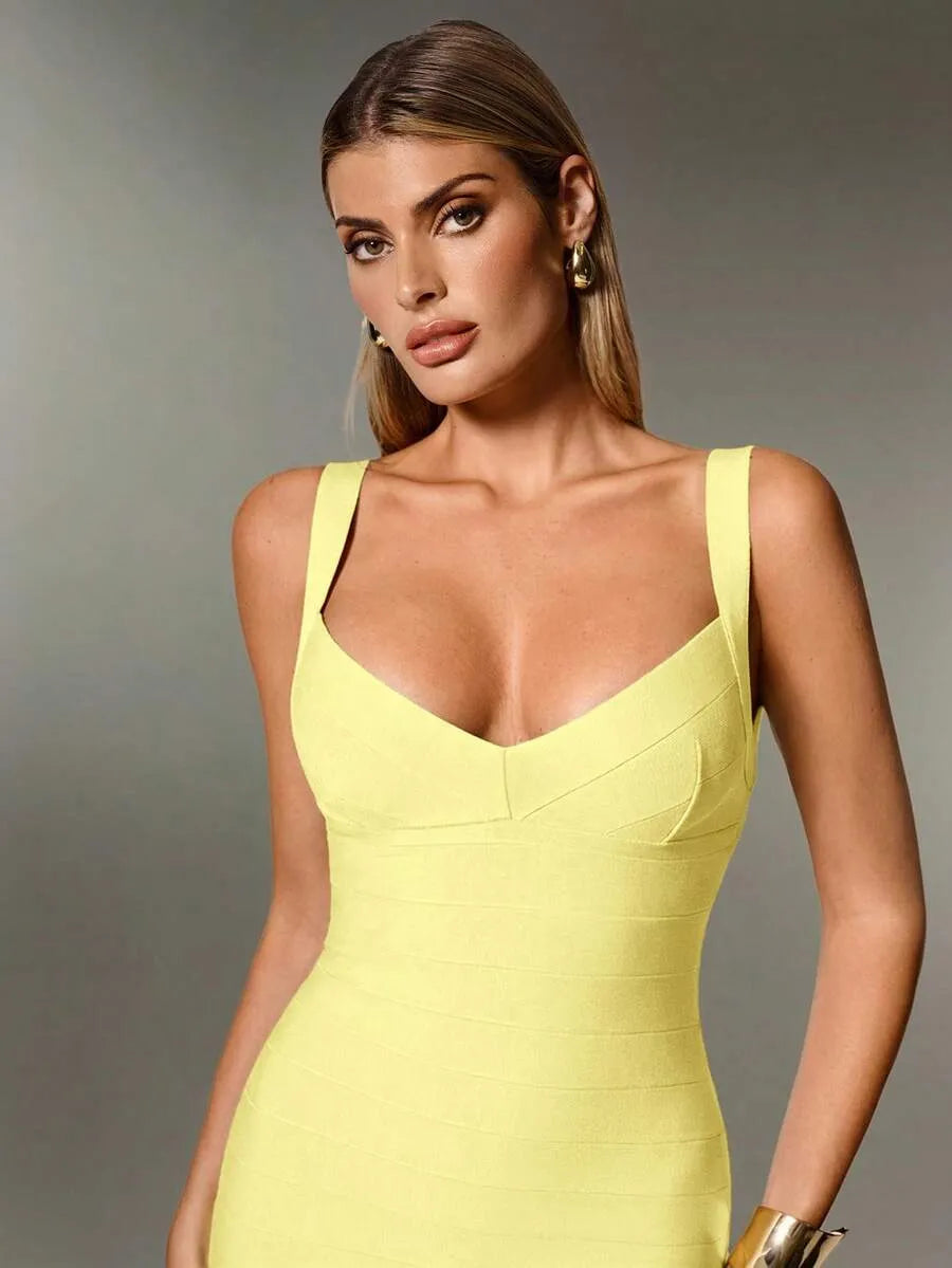 Plunge V-Neck Bandage Bodycon Mini Dress | Oyese