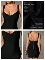 Plunge V-Neck Bandage Bodycon Mini Dress | Oyese