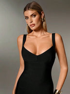 Plunge V-Neck Bandage Bodycon Mini Dress | Oyese