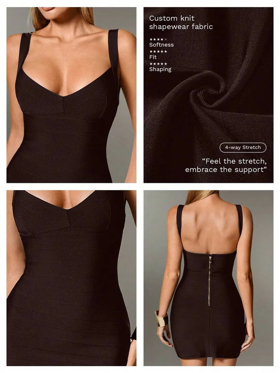Plunge V-Neck Bandage Bodycon Mini Dress | Oyese