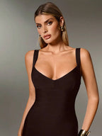 Plunge V-Neck Bandage Bodycon Mini Dress | Oyese