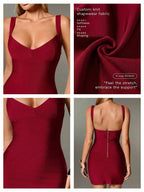 Plunge V-Neck Bandage Bodycon Mini Dress | Oyese