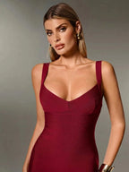 Plunge V-Neck Bandage Bodycon Mini Dress | Oyese