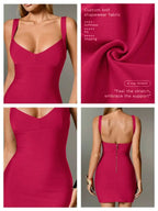Plunge V-Neck Bandage Bodycon Mini Dress | Oyese