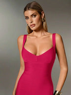 Plunge V-Neck Bandage Bodycon Mini Dress | Oyese